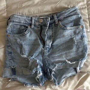 H&M Light Blue Distressed Jean Shorts